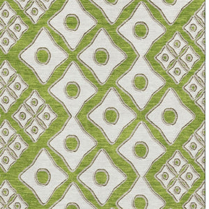 HomeRoots 8' X 10' Vibrant Lime Green & Ivory Geometric Area Rug - Washable, UV Protected, Kid & Pet Friendly! 668740