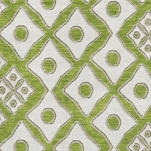 HomeRoots 9' X 12' Vibrant Lime Green & Ivory Geometric Area Rug – Washable, UV-Protected & Stain Resistant! 668741