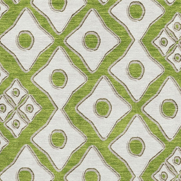 HomeRoots 9' X 12' Vibrant Lime Green & Ivory Geometric Area Rug – Washable, UV-Protected & Stain Resistant! 668741