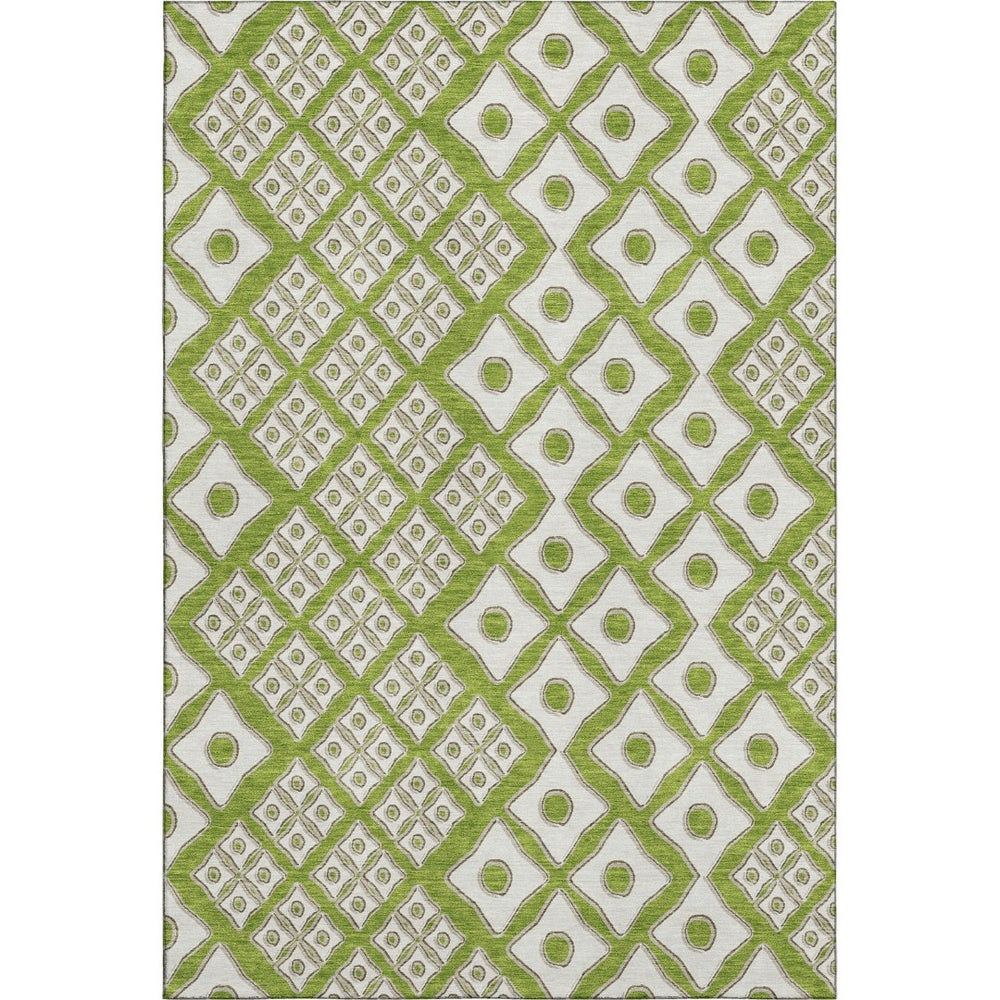 HomeRoots 10' X 14' Lime Green & Ivory Geometric Area Rug - Durable, Washable, UV-Protected for High-Traffic Spaces 668742