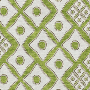 HomeRoots 10' X 14' Lime Green & Ivory Geometric Area Rug - Durable, Washable, UV-Protected for High-Traffic Spaces 668742