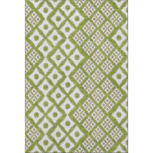HomeRoots 10' X 14' Lime Green & Ivory Geometric Area Rug - Durable, Washable, UV-Protected for High-Traffic Spaces 668742