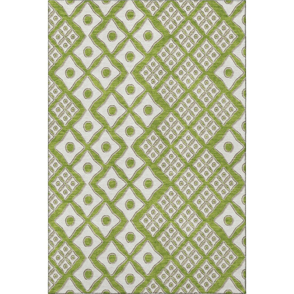 HomeRoots 10' X 14' Lime Green & Ivory Geometric Area Rug - Durable, Washable, UV-Protected for High-Traffic Spaces 668742