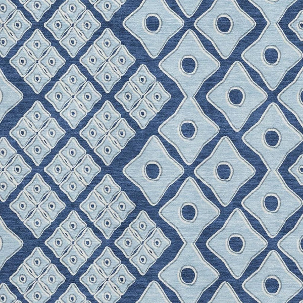 HomeRoots 8' X 10' Stylish Navy & Sky Blue Geometric Area Rug - Washable, UV Protected & Family Friendly Design 668746
