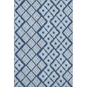 HomeRoots 10' X 14' Navy Blue & Sky Blue Geometric Area Rug - Washable, UV Resistant, Perfect for Busy Homes! 668748