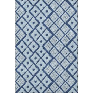 HomeRoots 10' X 14' Navy Blue & Sky Blue Geometric Area Rug - Washable, UV Resistant, Perfect for Busy Homes! 668748