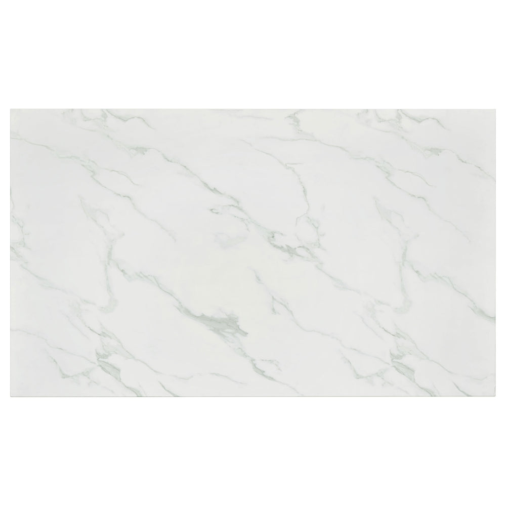 English Elm Caston Carrara Faux Marble Top Dining Table with Chrome Steel Legs — Contemporary Rectangular Elegance, 64" Long B062P350427