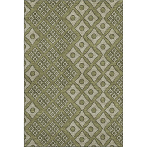 HomeRoots 5' X 8' Olive Green & Beige Geometric Area Rug - Washable, UV-Protected, Perfect for Busy Homes! 668750