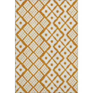 HomeRoots 8' X 10' Bold Orange and Ivory Geometric Washable Area Rug with UV Protection for High-Traffic Spaces 668758