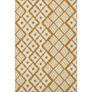 HomeRoots 8' X 10' Bold Orange and Ivory Geometric Washable Area Rug with UV Protection for High-Traffic Spaces 668758