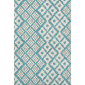 HomeRoots 10' X 14' Teal & Ivory Geometric Area Rug - Durable, Stain Resistant, UV Protected for High-Traffic Homes 668766