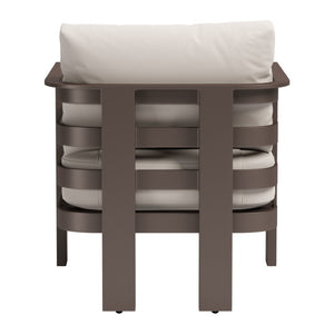 HomeRoots 30" Stylish Brown Aluminum Outdoor Arm Chair with Weather-Resistant Cushions for Ultimate Comfort 668767