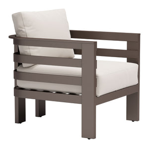 HomeRoots 30" Stylish Brown Aluminum Outdoor Arm Chair with Weather-Resistant Cushions for Ultimate Comfort 668767