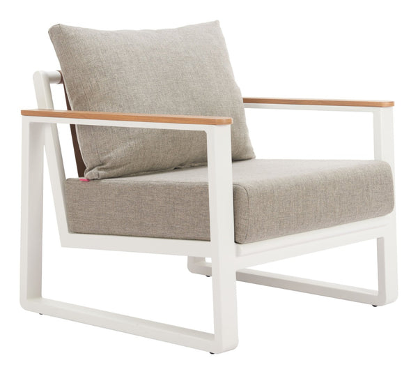 HomeRoots 31" White Upholstered Arm Chair - Modern Accent with Durable Frame, Cozy Comfort & Easy Care Slipcover 668771