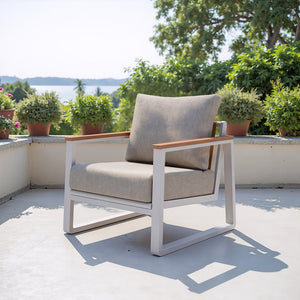 HomeRoots 31" White Upholstered Arm Chair - Modern Accent with Durable Frame, Cozy Comfort & Easy Care Slipcover 668771