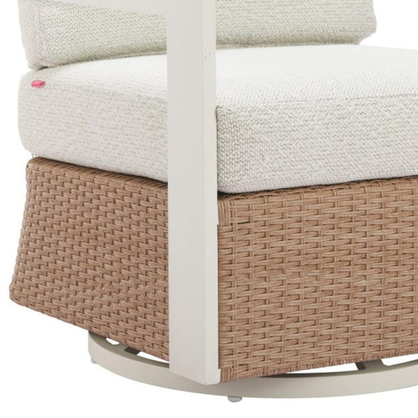 HomeRoots 26" Elegant White Upholstered Swivel Arm Chair - Modern Comfort for Living Room & Office Use 668773