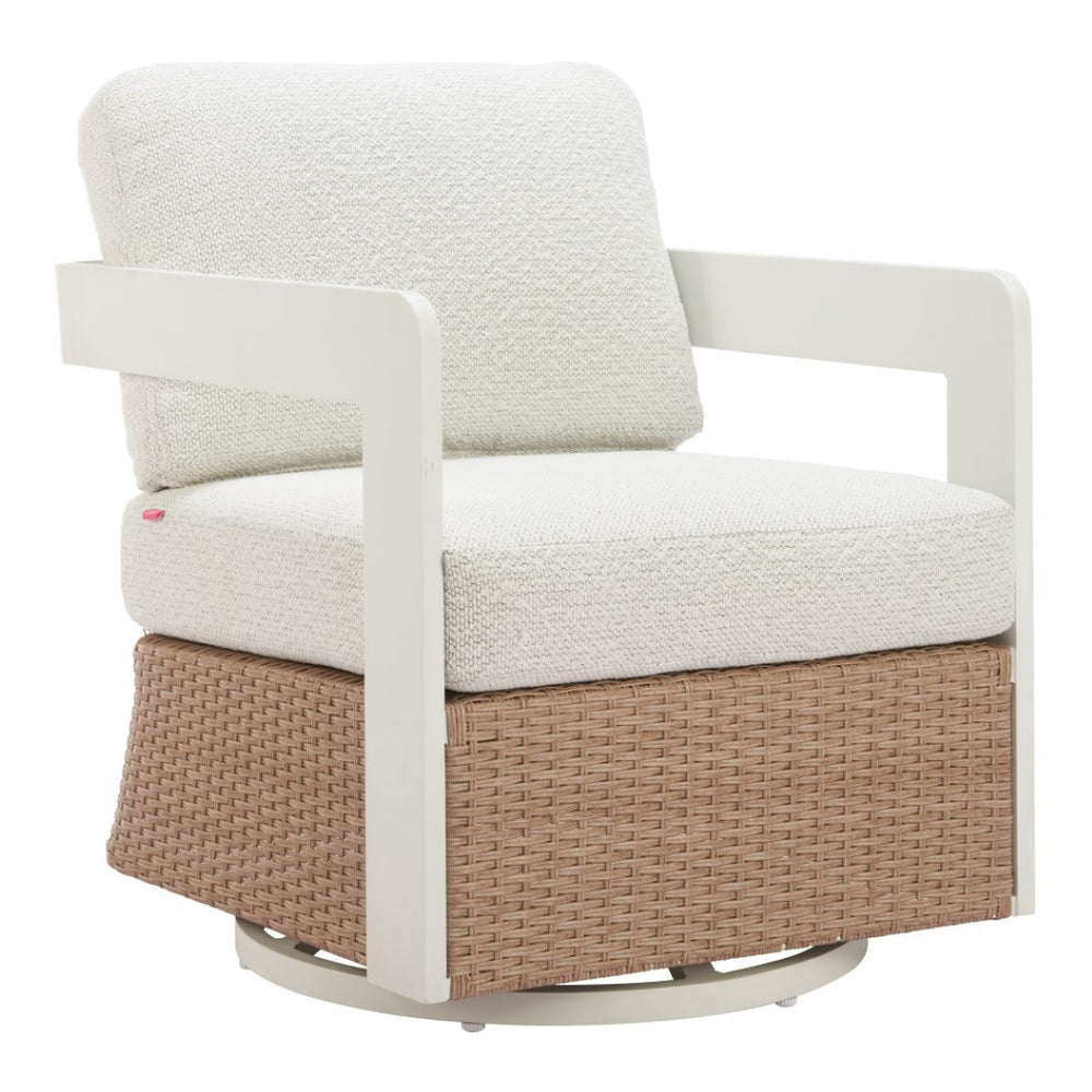 HomeRoots 26" Elegant White Upholstered Swivel Arm Chair - Modern Comfort for Living Room & Office Use 668773