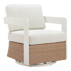 HomeRoots 26" Elegant White Upholstered Swivel Arm Chair - Modern Comfort for Living Room & Office Use 668773