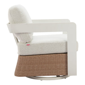 HomeRoots 26" Elegant White Upholstered Swivel Arm Chair - Modern Comfort for Living Room & Office Use 668773