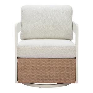 HomeRoots 26" Elegant White Upholstered Swivel Arm Chair - Modern Comfort for Living Room & Office Use 668773
