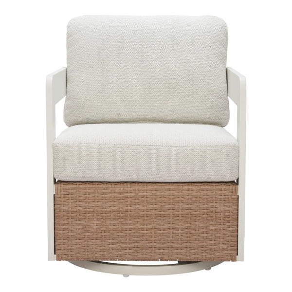 HomeRoots 26" Elegant White Upholstered Swivel Arm Chair - Modern Comfort for Living Room & Office Use 668773