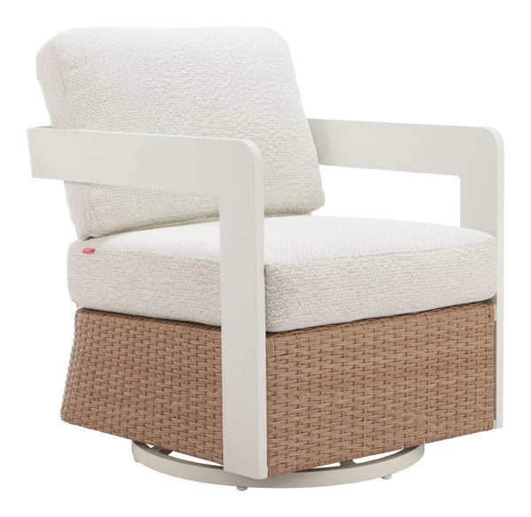 HomeRoots 26" Elegant White Upholstered Swivel Arm Chair - Modern Comfort for Living Room & Office Use 668773