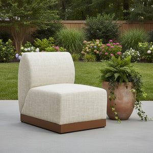 HomeRoots 24" Beige Aluminum Outdoor Accent Chair - Modern, Lightweight Design for Patios, Decks & Lounges 668774