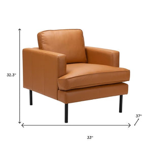 HomeRoots 33" Modern Faux Leather Arm Chair - Brown & Black Upholstered Accent Chair for Stylish Comfort 668779