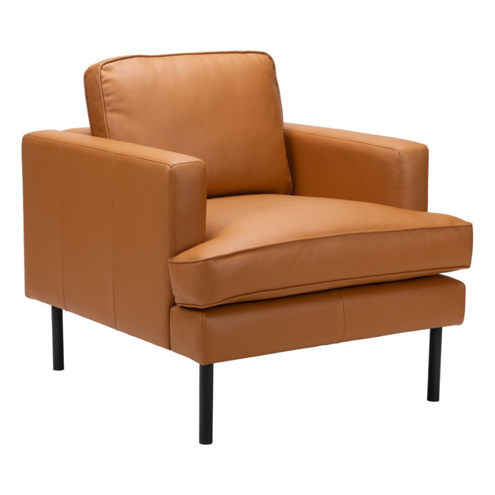 HomeRoots 33" Modern Faux Leather Arm Chair - Brown & Black Upholstered Accent Chair for Stylish Comfort 668779