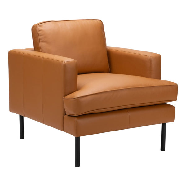 HomeRoots 33" Modern Faux Leather Arm Chair - Brown & Black Upholstered Accent Chair for Stylish Comfort 668779