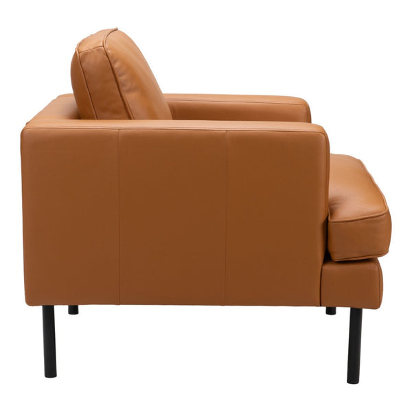HomeRoots 33" Modern Faux Leather Arm Chair - Brown & Black Upholstered Accent Chair for Stylish Comfort 668779