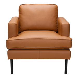 HomeRoots 33" Modern Faux Leather Arm Chair - Brown & Black Upholstered Accent Chair for Stylish Comfort 668779