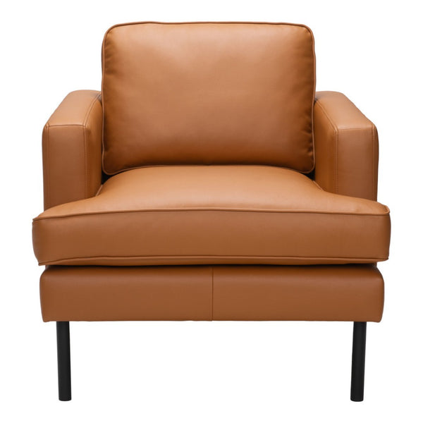 HomeRoots 33" Modern Faux Leather Arm Chair - Brown & Black Upholstered Accent Chair for Stylish Comfort 668779