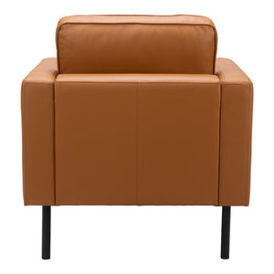 HomeRoots 33" Modern Faux Leather Arm Chair - Brown & Black Upholstered Accent Chair for Stylish Comfort 668779