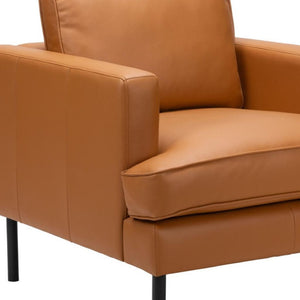 HomeRoots 33" Modern Faux Leather Arm Chair - Brown & Black Upholstered Accent Chair for Stylish Comfort 668779