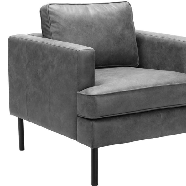 HomeRoots 33" Gray Upholstered Arm Chair - Modern Accent Chair with Plush Comfort for Home or Office Spaces 668780