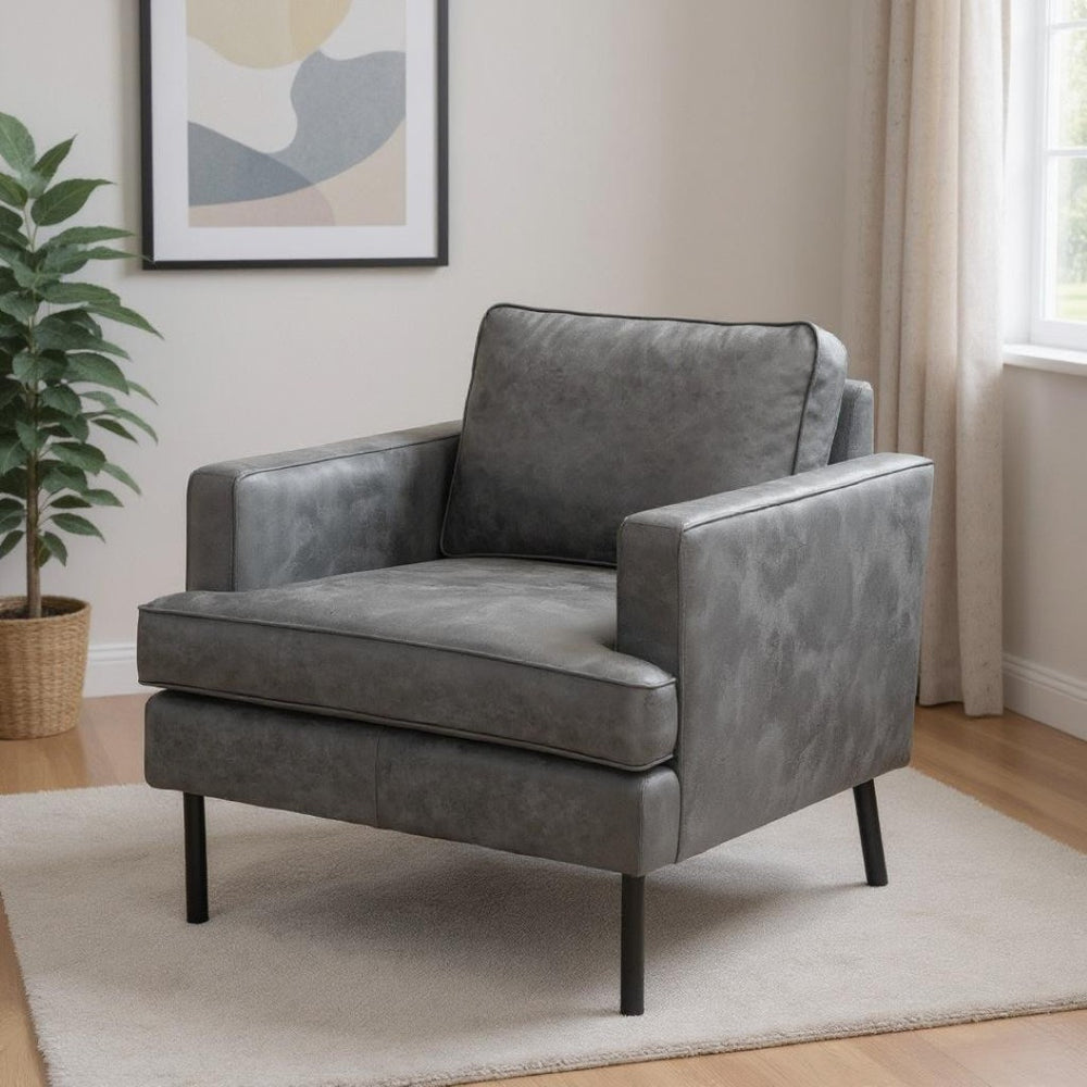 HomeRoots 33" Gray Upholstered Arm Chair - Modern Accent Chair with Plush Comfort for Home or Office Spaces 668780