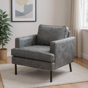HomeRoots 33" Gray Upholstered Arm Chair - Modern Accent Chair with Plush Comfort for Home or Office Spaces 668780
