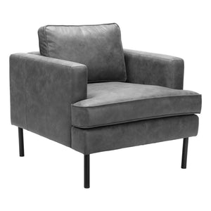 HomeRoots 33" Gray Upholstered Arm Chair - Modern Accent Chair with Plush Comfort for Home or Office Spaces 668780