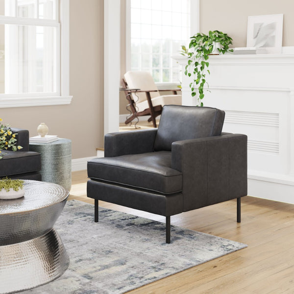 HomeRoots 33" Gray Upholstered Arm Chair - Modern Accent Chair with Plush Comfort for Home or Office Spaces 668780