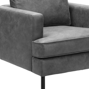 HomeRoots 33" Gray Upholstered Arm Chair - Modern Accent Chair with Plush Comfort for Home or Office Spaces 668780