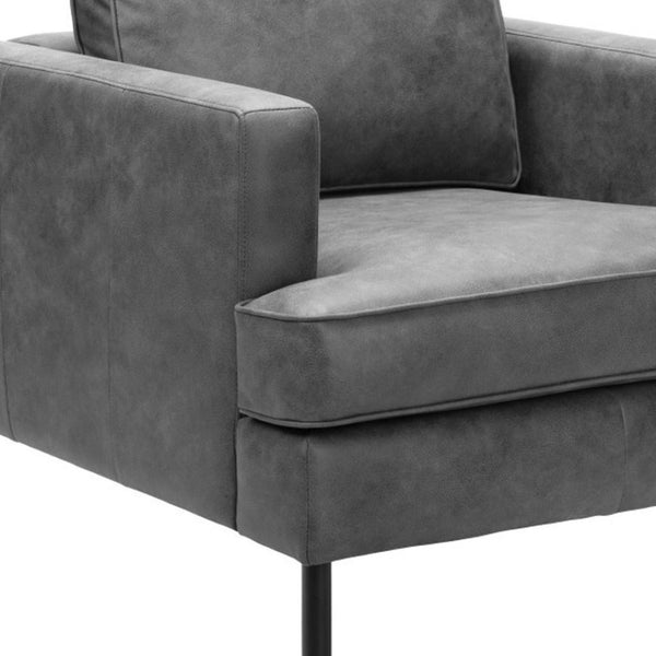 HomeRoots 33" Gray Upholstered Arm Chair - Modern Accent Chair with Plush Comfort for Home or Office Spaces 668780