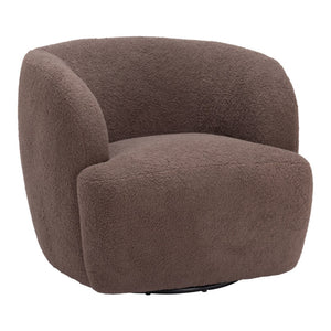 HomeRoots 30" Brown Upholstered Swivel Arm Chair - Contemporary Accent Seating with 360° Movement & Comfort 668781