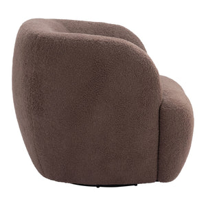 HomeRoots 30" Brown Upholstered Swivel Arm Chair - Contemporary Accent Seating with 360° Movement & Comfort 668781
