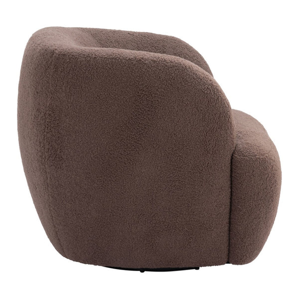 HomeRoots 30" Brown Upholstered Swivel Arm Chair - Contemporary Accent Seating with 360° Movement & Comfort 668781