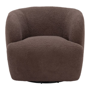 HomeRoots 30" Brown Upholstered Swivel Arm Chair - Contemporary Accent Seating with 360° Movement & Comfort 668781
