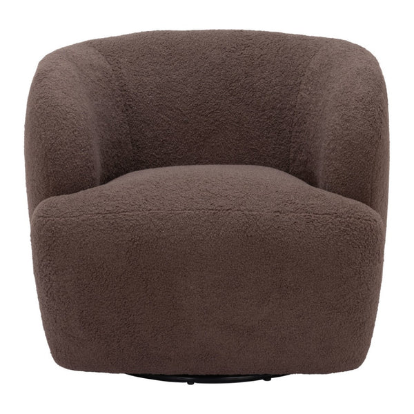 HomeRoots 30" Brown Upholstered Swivel Arm Chair - Contemporary Accent Seating with 360° Movement & Comfort 668781