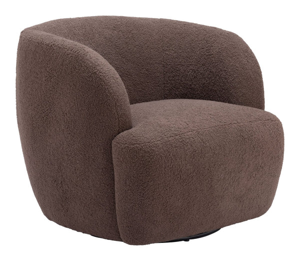 HomeRoots 30" Brown Upholstered Swivel Arm Chair - Contemporary Accent Seating with 360° Movement & Comfort 668781