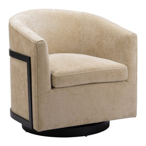 HomeRoots 30" Beige Upholstered Swivel Arm Chair - Modern Comfort for Home, Office & Hospitality Spaces 668782