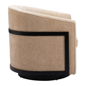 HomeRoots 30" Beige Upholstered Swivel Arm Chair - Modern Comfort for Home, Office & Hospitality Spaces 668782